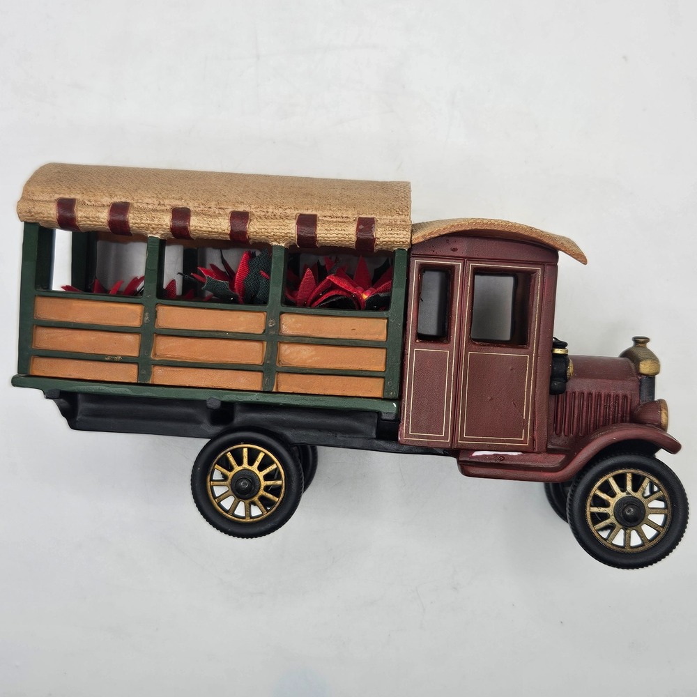 VTG Dept 56 Vintage Christmas Poinsettia Delivery Truck Figurine Holiday Decor